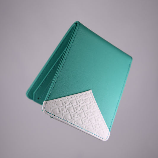 Men's Leather Wallet - Aqua Bifold Wallet