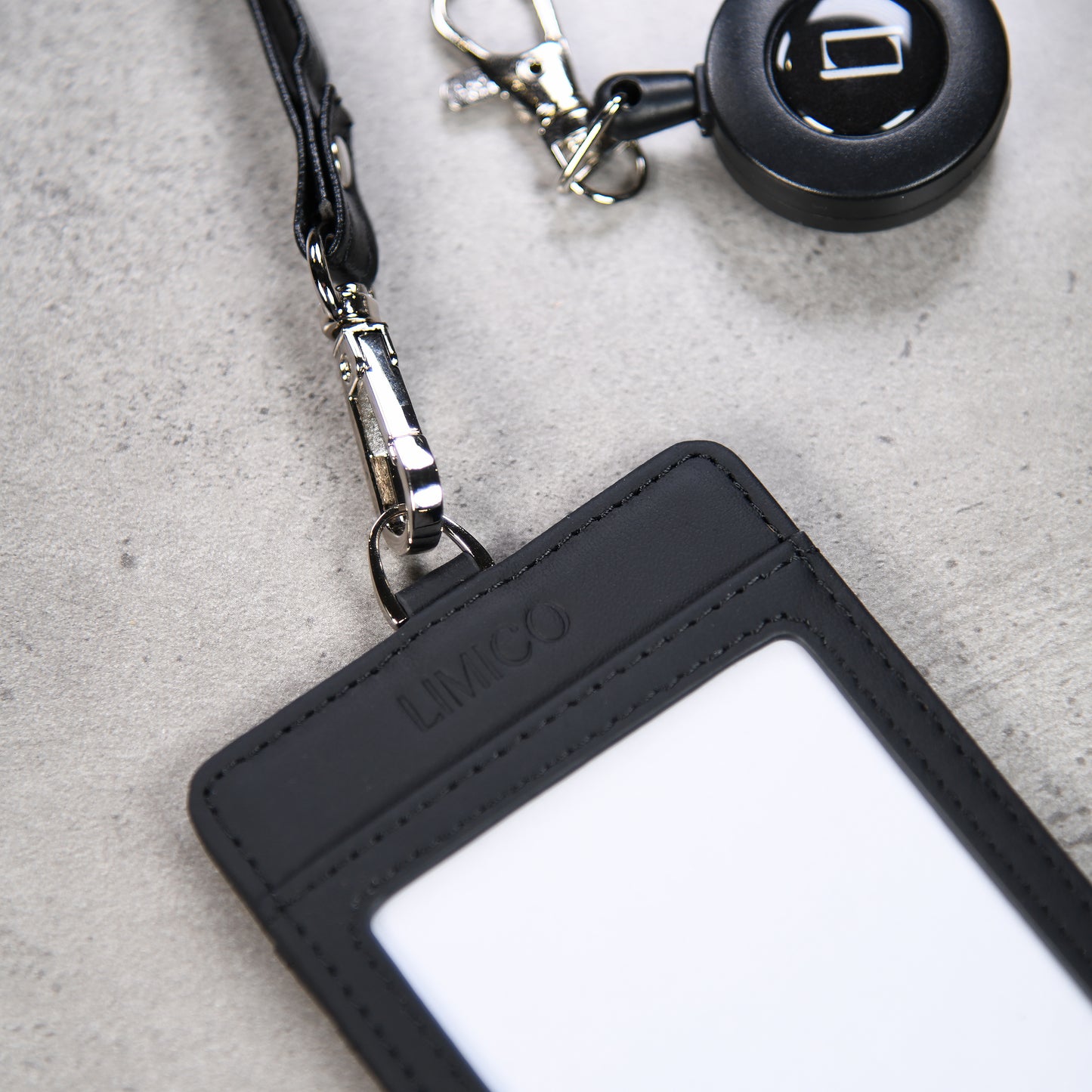 Dark Black Badge Holder – Premium Leather ID Holder