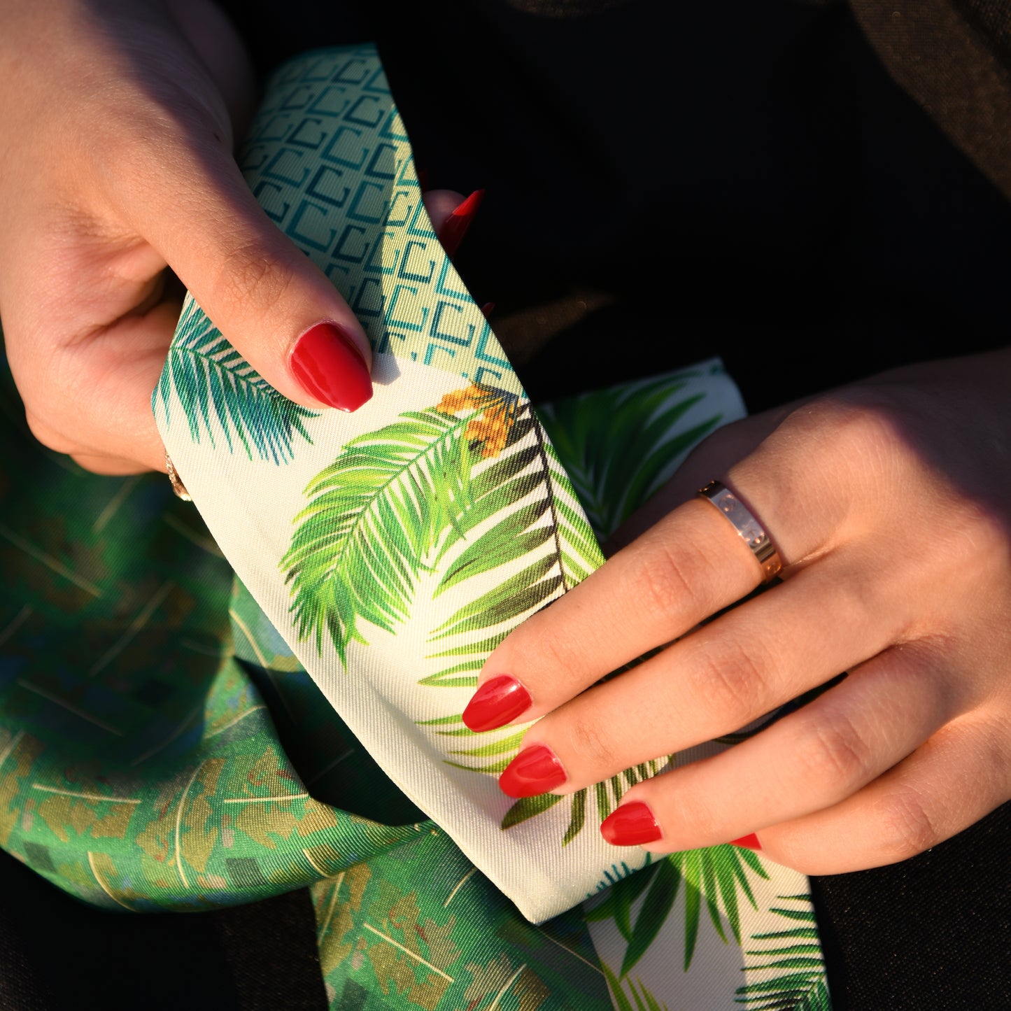 Silk Head Scarf – Arabian Palm Inspired