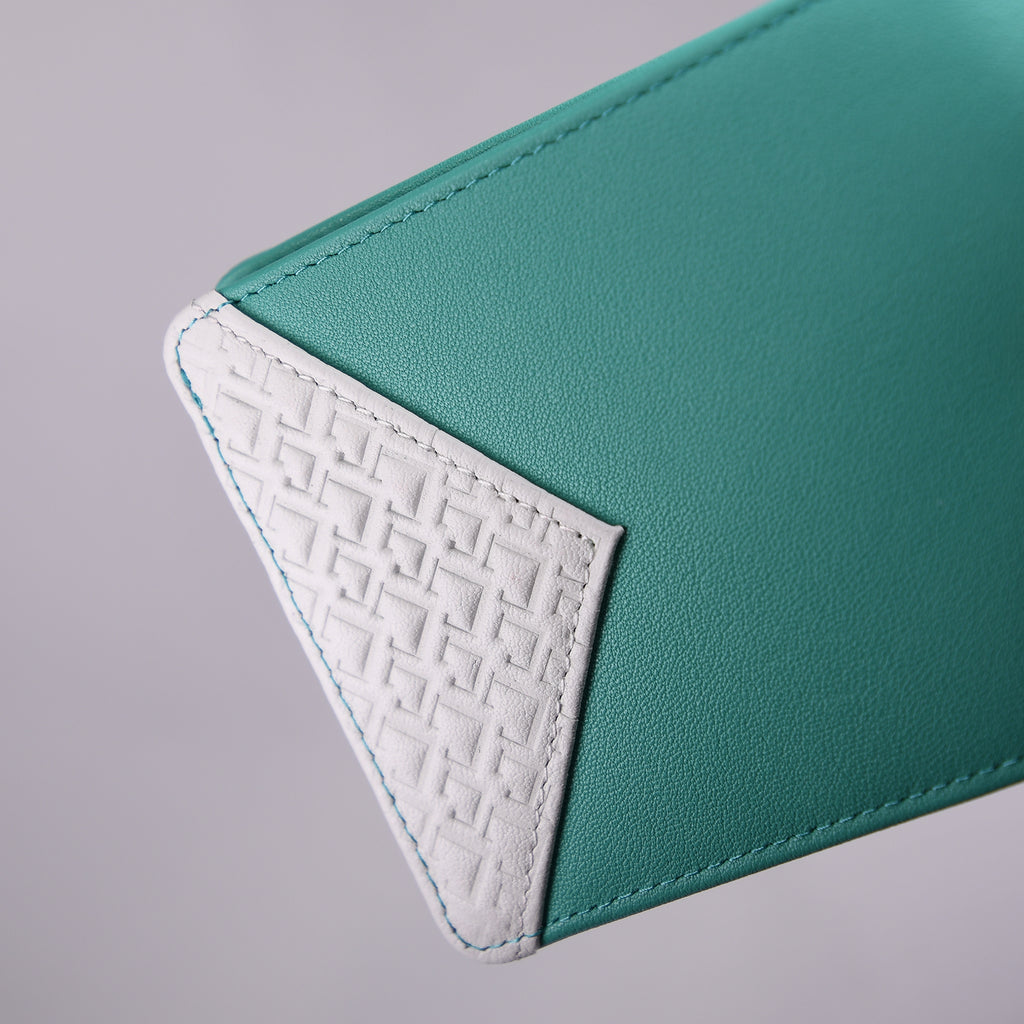 Men's Leather Wallet - Aqua Bifold Wallet