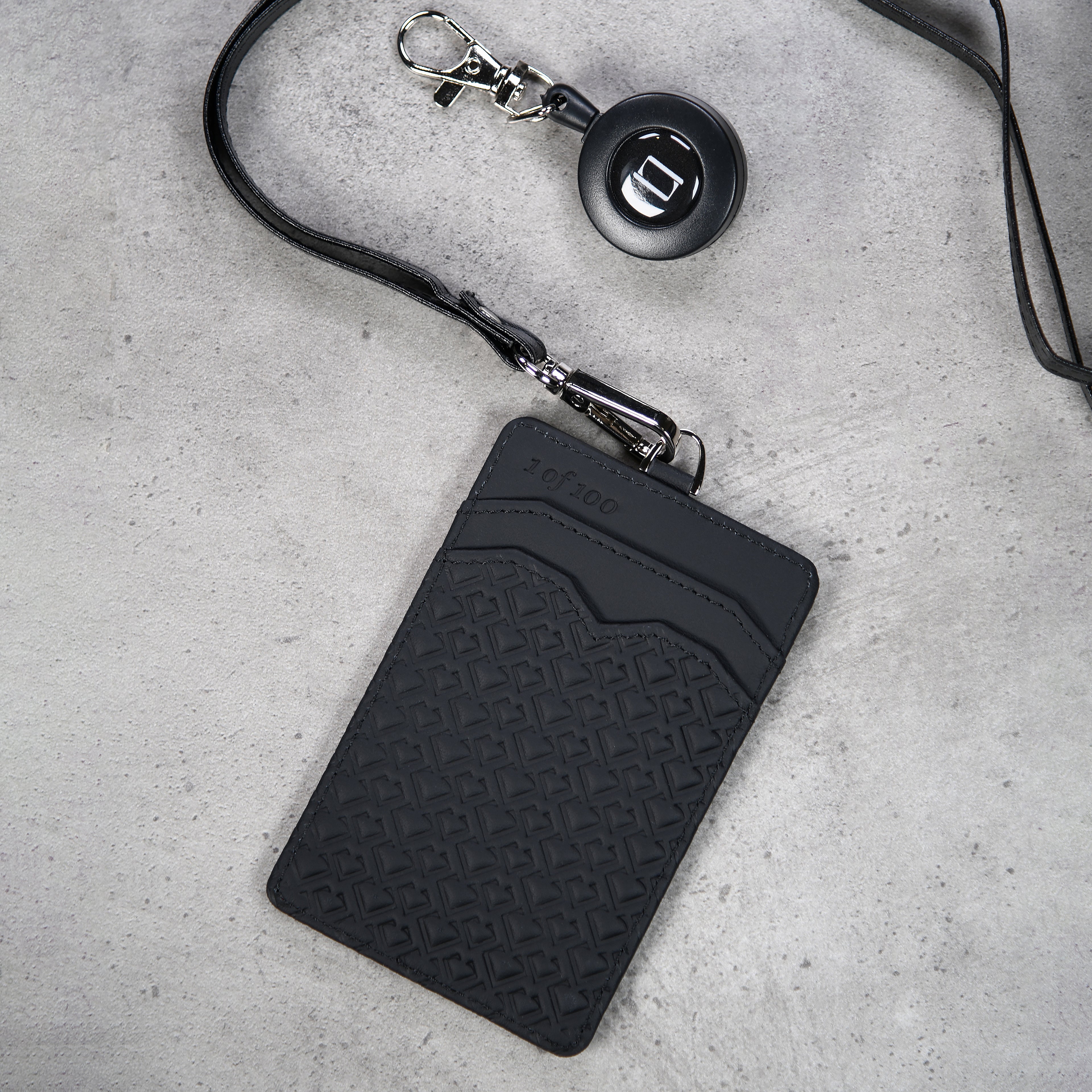 Dark Black Badge Holder – Premium Leather ID Holder