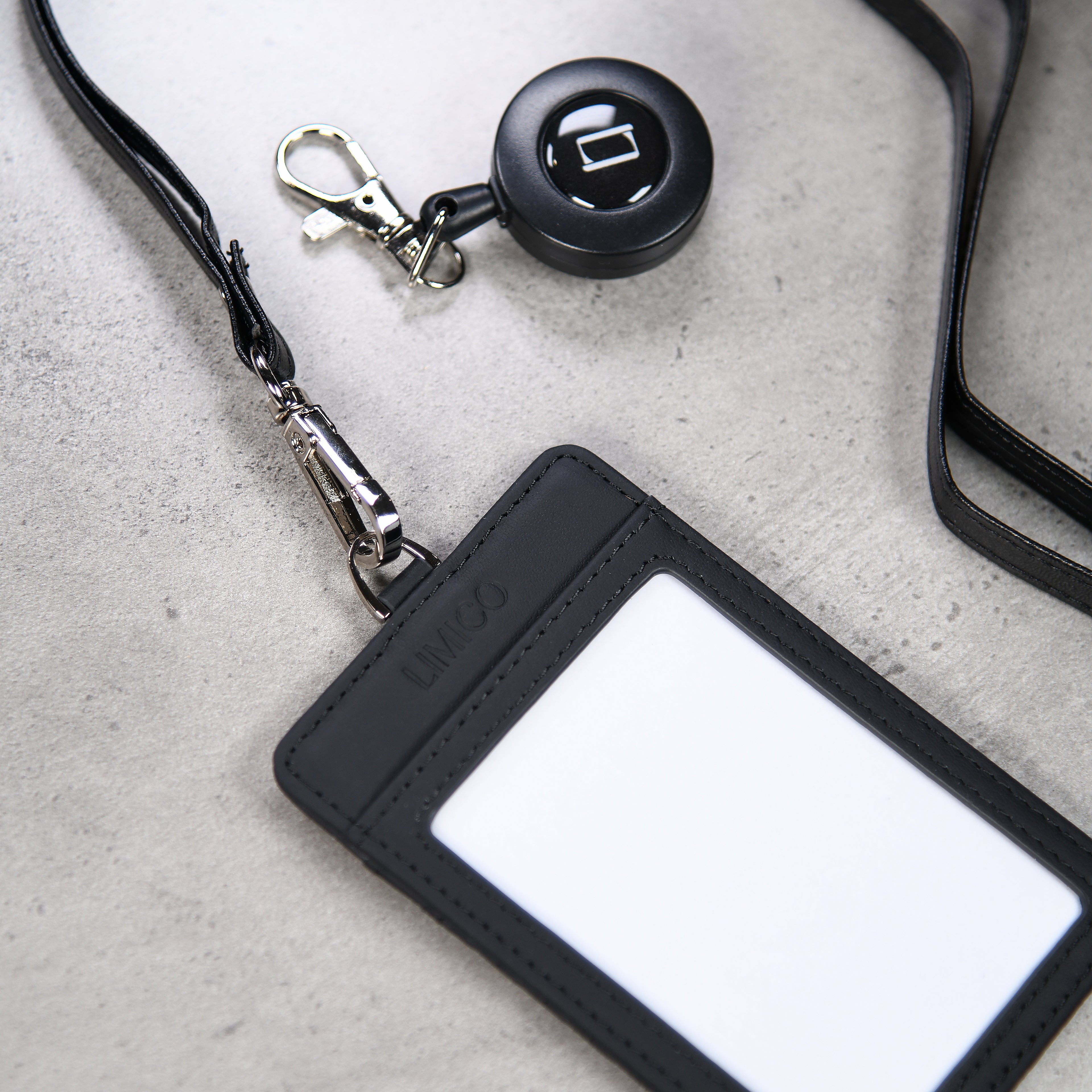 Dark Black Badge Holder – Premium Leather ID Holder