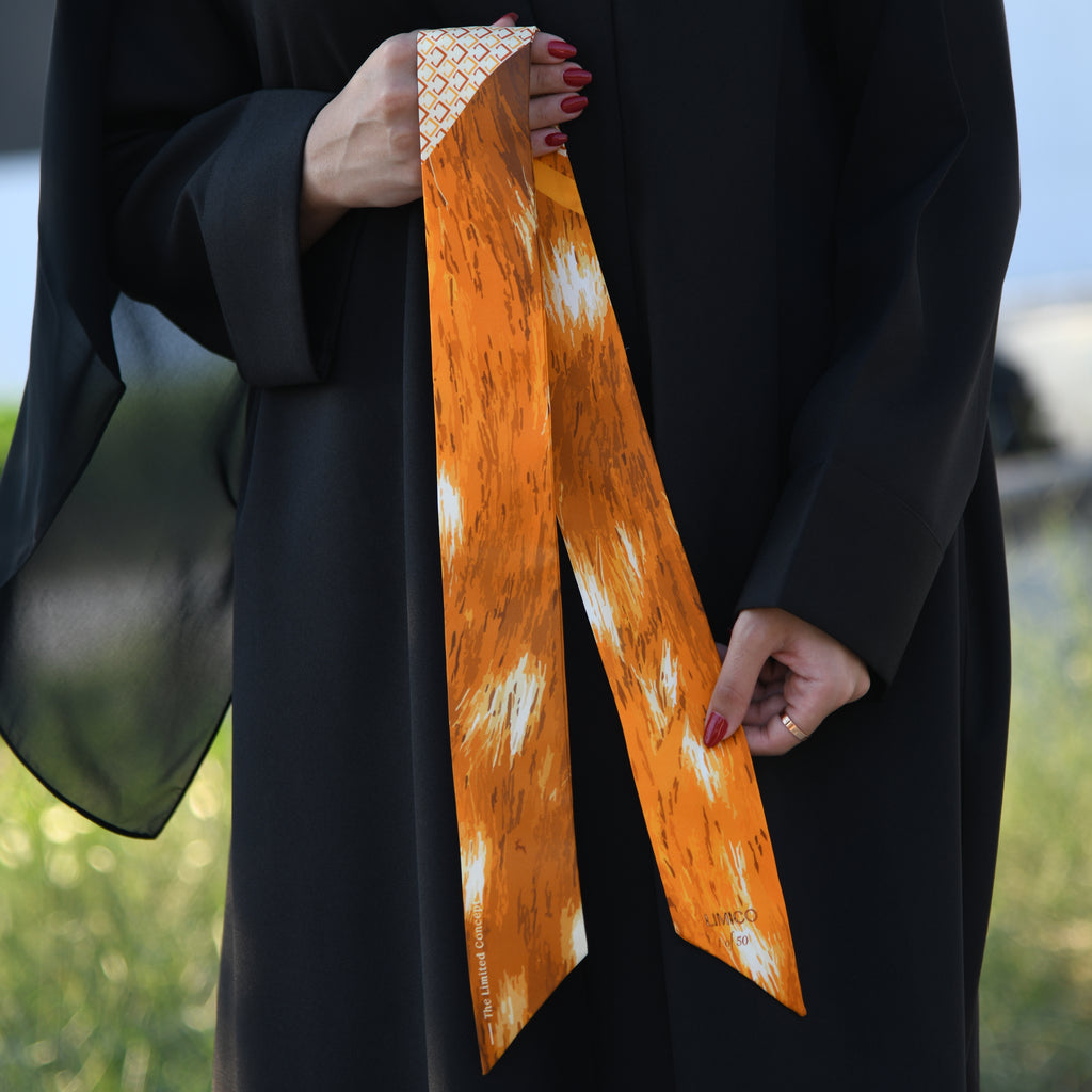 Printed Silk Scarf – Elegant Arabian Deer Inspired 